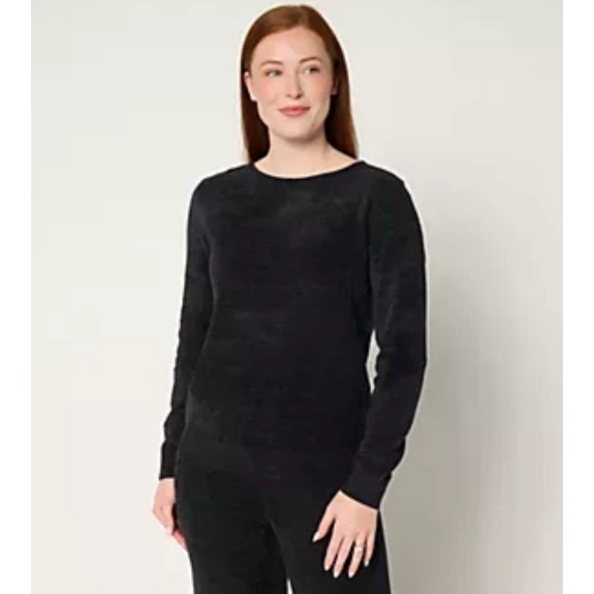 Barefoot Dreams Cozychic Ultra Lite Knot Back Pullover Sweater Women Small Black